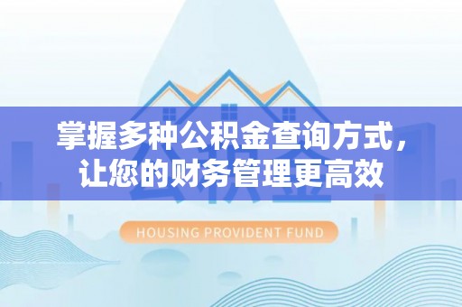 磁县掌握多种公积金查询方式，让您的财务管理更高效