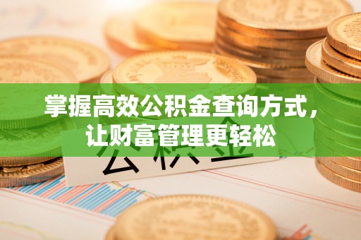 磁县掌握高效公积金查询方式，让财富管理更轻松